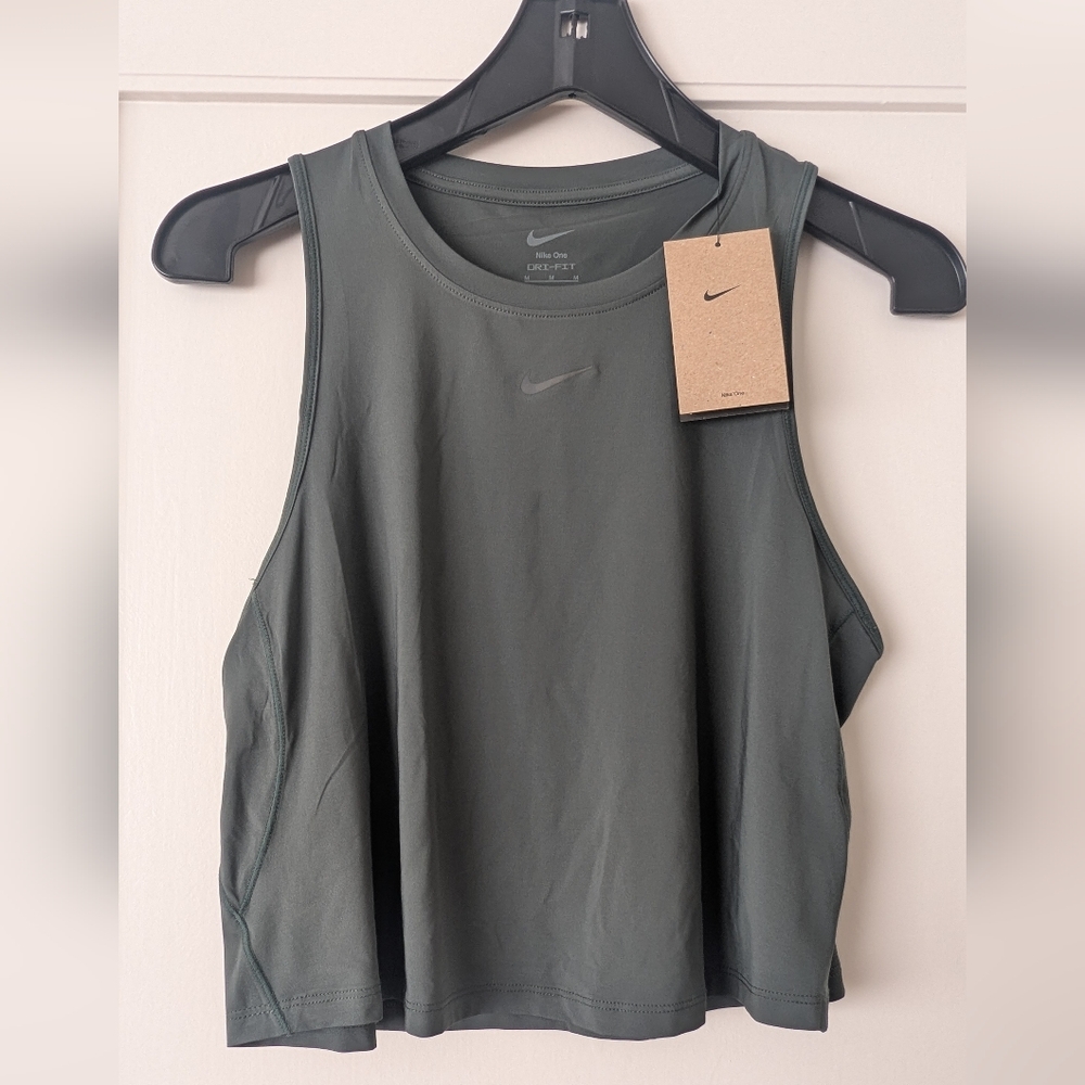 NWT Nike One Women’s Dri-FIT Cropped Tank Top - Sage Green - Picture 2 of 6
